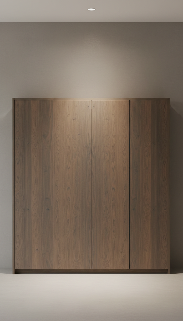 Smoked Oak living room built-in shelving cabinet